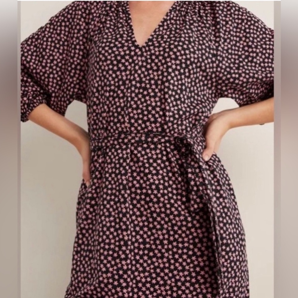 Boden notch neck jersey midi dress pink floral print D0352 PIN size 10R & 8P - Picture 4 of 6